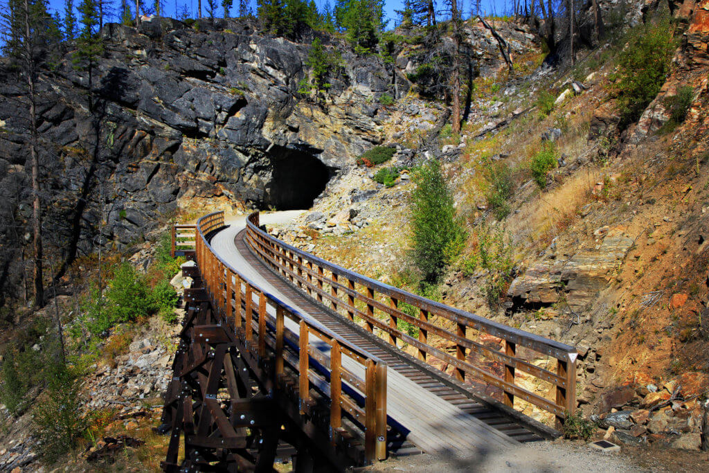 Myra Canyon Trail leading to tunnel