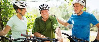 Seniors riding bike 